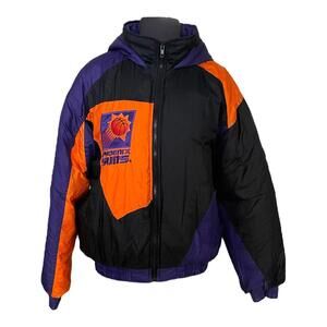 Vintage Phoenix Suns Puffer Jacket Fans Gear Colorblock 90s NBA Youth Size XL
